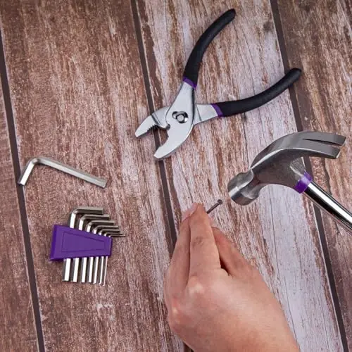 CARTMAN 126-Piece Home Tool Set Kit, Basic Household Hand Tools with Storage Case, Purple - 4