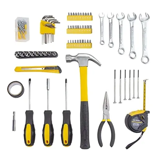 CARTMAN 148 Piece Tool Set General Hand Tool Kit with Plastic Toolbox Storage Case, Automotive Set Yellow - 3