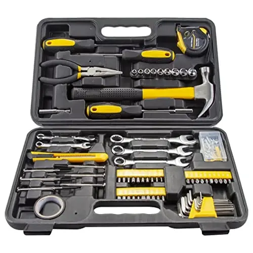 CARTMAN 148 Piece Tool Set General Hand Tool Kit with Plastic Toolbox Storage Case, Automotive Set Yellow - 2