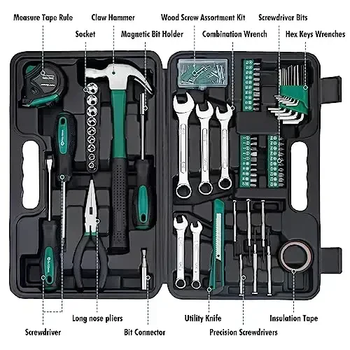 CARTMAN 148 Piece Automotive and Household Tool Set Perfect for Car Enthusiasts and DIY Home Repairs Green - CARTMAN (1)