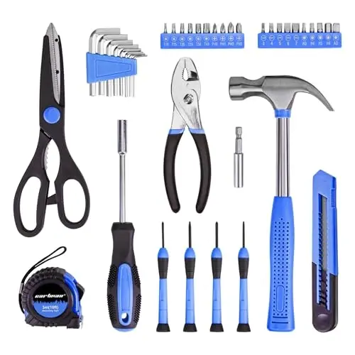CARTMAN 39-Piece Home Tool Set Kit, Essential Household Hand Tools with Plastic Storage Case, Blue - 2