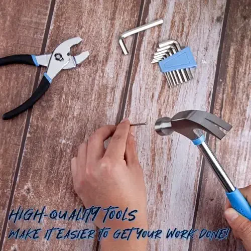 CARTMAN 39-Piece Home Tool Set Kit, Essential Household Hand Tools with Plastic Storage Case, Blue - 3