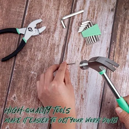 CARTMAN 39-Piece Home Tool Set Kit, Essential Household Hand Tools with Plastic Storage Case, Green - 4