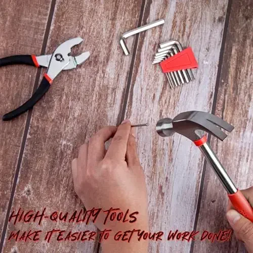 CARTMAN 39-Piece Home Tool Set Kit, Essential Household Hand Tools with Plastic Storage Case, Red - 3