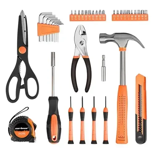 CARTMAN 39 Piece Tool Set General Household Hand Kit with Plastic Toolbox Storage Case Orange - 1