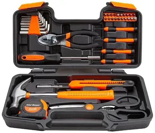CARTMAN 39 Piece Tool Set General Household Hand Kit with Plastic Toolbox Storage Case Orange - 6