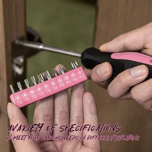 Cartman 39Piece Tool Set General Household Hand Tool Kit with Plastic Toolbox Storage Case Pink - 4