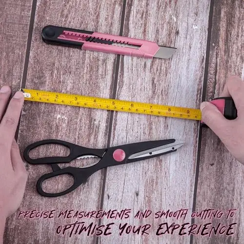 Cartman 39Piece Tool Set General Household Hand Tool Kit with Plastic Toolbox Storage Case Pink - 5