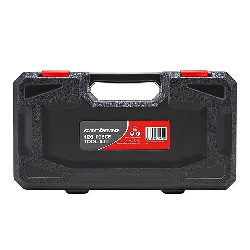 CARTMAN Tool Set General Household Hand Tool Kit with Plastic Toolbox Storage Case Red & Black - 6