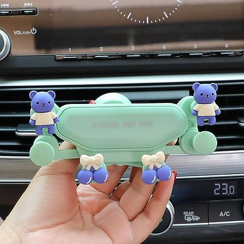 Cartoon Car Vent Phone Mount, Cute Bear Candy Clip Air Vent Phone Holder Car Fit for All Cell Phone, Pretty Car Accessories for Women Mom Wife Friends Pink Blue (Style 3) - 4