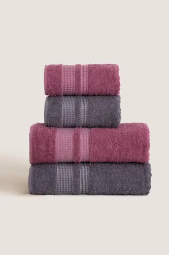 Carven Yusyumuşak 4'lü Banyo Havlu Seti Hamam Takımı Çeyiz Seti - 5