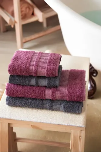 Carven Yusyumuşak 4'lü Banyo Havlu Seti Hamam Takımı Çeyiz Seti - 3