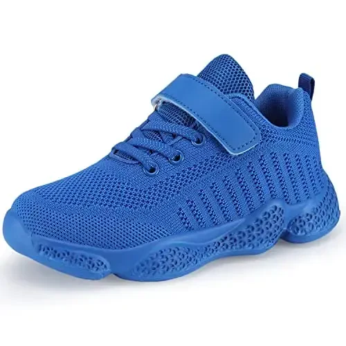 Casbeam Kids Breathable Sneakers Mesh Lightweight Easy Walk Casual Sport Strap Athletic Running Shoes for Boys Girls 