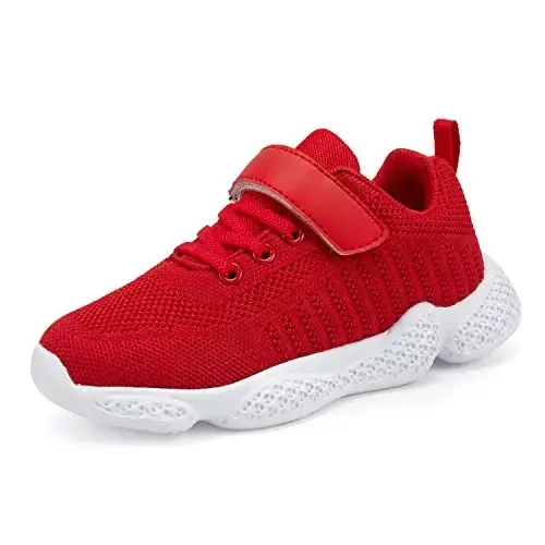 Casbeam Kids Breathable Sneakers Mesh Lightweight Easy Walk Casual Sport Strap Athletic Running Shoes for Boys Girls - 1