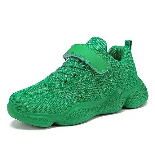 Casbeam Kids Breathable Sneakers Mesh Lightweight Easy Walk Casual Sport Strap Athletic Running Shoes for Boys Girls - 1