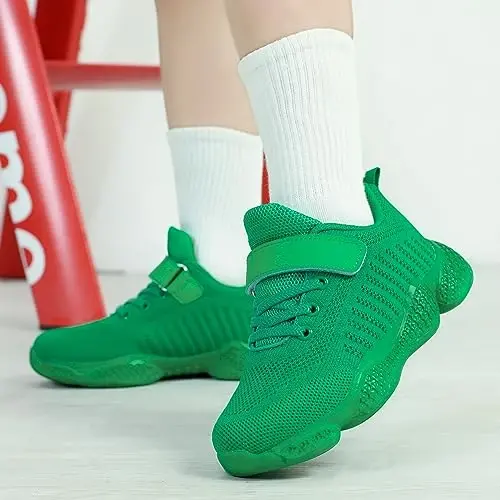 Casbeam Kids Breathable Sneakers Mesh Lightweight Easy Walk Casual Sport Strap Athletic Running Shoes for Boys Girls - 3