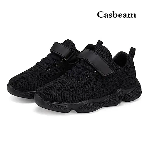Casbeam Kids Breathable Sneakers Mesh Lightweight Easy Walk Casual Sport Strap Athletic Running Shoes for Boys Girls - 2