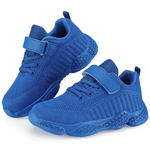 Casbeam Kids Breathable Sneakers Mesh Lightweight Easy Walk Casual Sport Strap Athletic Running Shoes for Boys Girls - 4