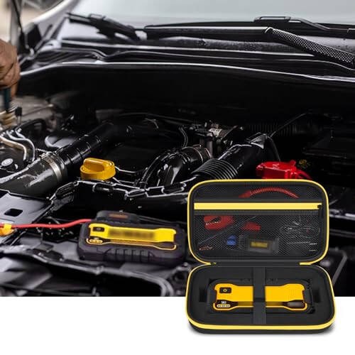 Case Compatible with DeWalt DXAELJ16 1600 Peak Amp Jump Starter Battery Booster, Portable Jumper Storage Holder Pocket for USB Power Station (Box Only) Black - 6