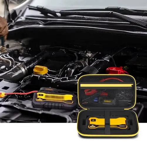 Case Compatible with DeWalt DXAELJ16 1600 Peak Amp Jump Starter Battery Booster, Portable Jumper Storage Holder Pocket for USB Power Station (Box Only) Black - 6