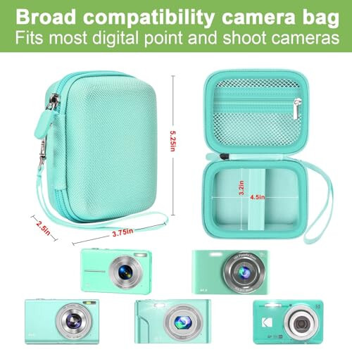 Case Compatible with VAHOIALD FHD 1080P Digital Camera, CAMKORY Digital Point and Shoot, KODAK PIXPRO FZ45-BK 16MP Vlogging, IWEUKJLO, Nsoela, SD Card Holder (Green) - 3