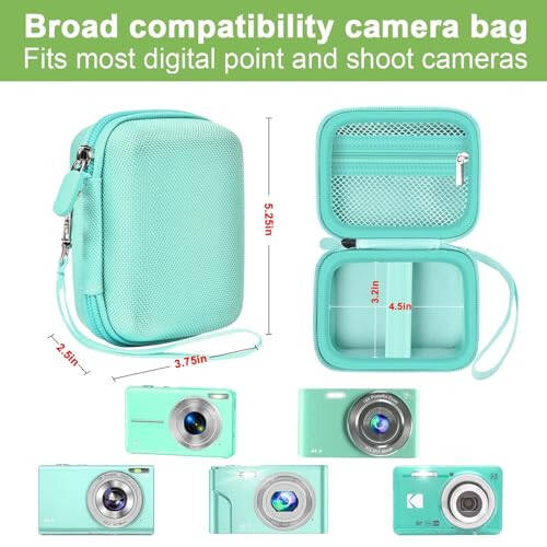 Case Compatible with VAHOIALD FHD 1080P Digital Camera/for CAMKORY Digital Point and Shoot/for KODAK PIXPRO FZ45-BK 16MP Vlogging/for IWEUKJLO/for Nsoela, Holder for SD Card More (Green) - 3