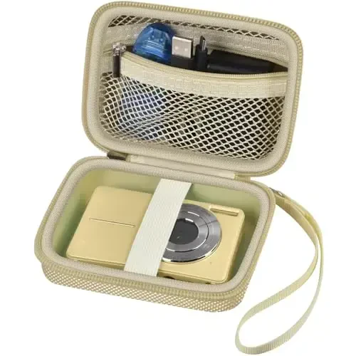 Case Compatible with VAHOIALD FHD 1080P Digital Camera/for CAMKORY Digital Point and Shoot/for Kodak PIXPRO FZ45-BK 16MP Vlogging/for IWEUKJLO/for Nsoela, Holder for SD Card More (Light Brown) 