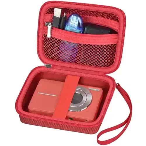 Case Compatible with VAHOIALD FHD 1080P Digital Camera/for CAMKORY Digital Point and Shoot/for Kodak PIXPRO FZ45-BK 16MP Vlogging/for IWEUKJLO/for Nsoela, Holder for SD Card More (Red) 