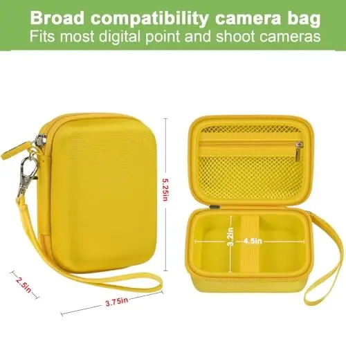 Case Compatible with VAHOIALD FHD 1080P Digital Camera/for CAMKORY Digital Point and Shoot/for Kodak PIXPRO FZ45-BK 16MP Vlogging/for IWEUKJLO/for Nsoela, Holder for SD Card More (Yellow) - 3