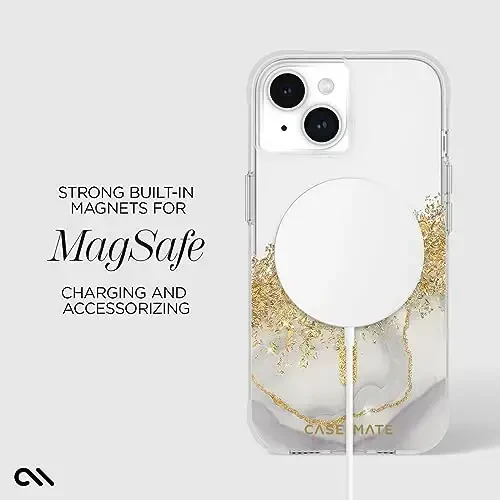 Case-Mate iPhone 15 Case - Karat Marble [12ft Drop Protection] [MagSafe bilan mos] iPhone 15 6.1