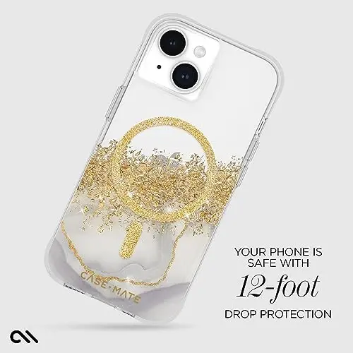 Case-Mate iPhone 15 Case - Karat Marble [12ft Drop Protection] [MagSafe bilan mos] iPhone 15 6.1