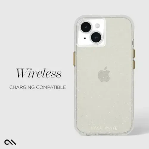Case-Mate iPhone 15 Case - Sheer Crystal Champagne Gold [12ft Drop Protection] [Wireless Charging Compatible] Luxury Cover w/Cute Bling Sparkle for iPhone 15 6.1