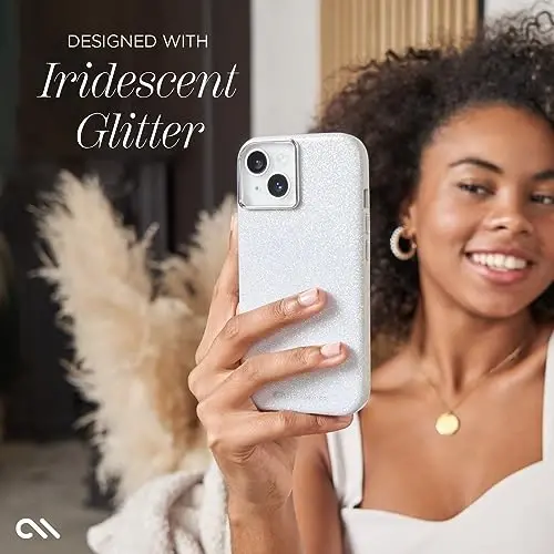 Case-Mate iPhone 15 Case - Shimmer Iridescent [12ft Drop Protection] [Compatible with MagSafe] Magnetic Cover with Cute Bling Sparkle for iPhone 15 6.1