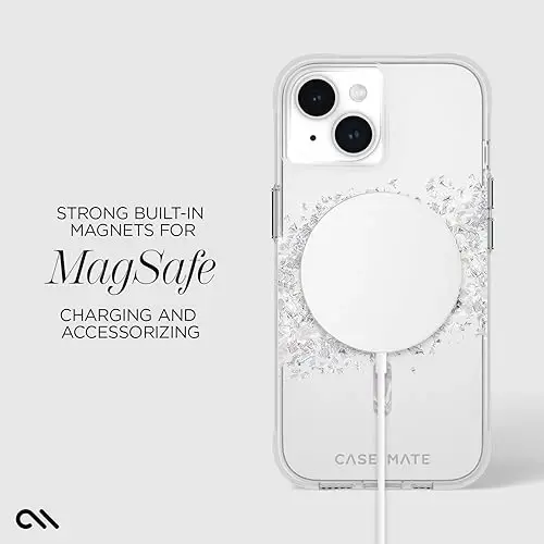 Case-Mate iPhone 15 Case - Touch of Pearl [12ft Drop Protection] [Compatible with MagSafe] Magnetic Cover with Cute Bling Sparkle for iPhone 15 6.1