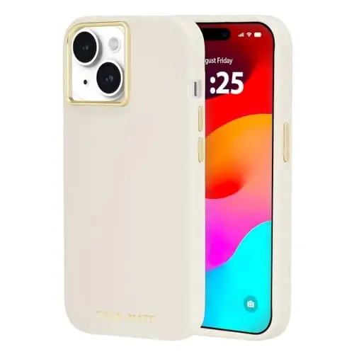 Case-Mate iPhone 15 G'ilofi - Silikon Bej [3.6m gacha tushishdan himoya] [MagSafe bilan mos] Yumshoq silikon materialli magnit qopqoq iPhone 15 6.1