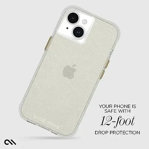 Case-Mate iPhone 15 Case - Sheer Crystal Champagne Gold [12ft Drop Protection] [Wireless Charging Compatible] Luxury Cover w/Cute Bling Sparkle for iPhone 15 6.1