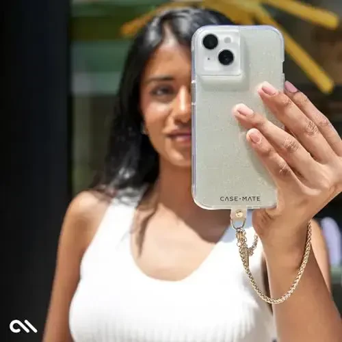 Case-Mate iPhone 15 Case - Sheer Crystal Champagne Gold [12ft Drop Protection] [Wireless Charging Compatible] Luxury Cover w/Cute Bling Sparkle for iPhone 15 6.1