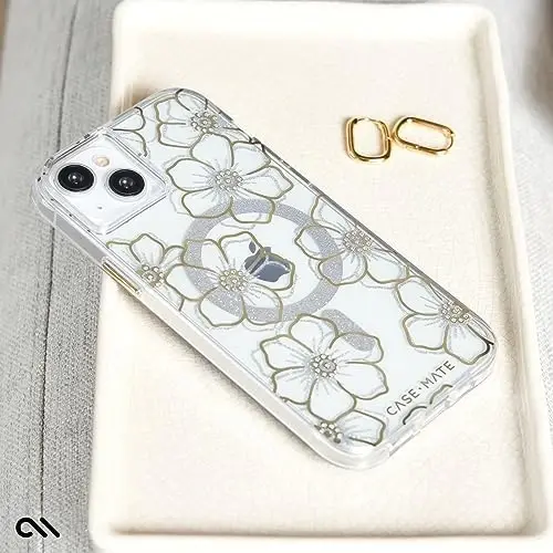 Case-Mate iPhone 15 Case - Floral Gems [12ft Drop Protection] [Compatible with MagSafe] Magnetic Cover with Sparkly Rhinestones for iPhone 15 6.1