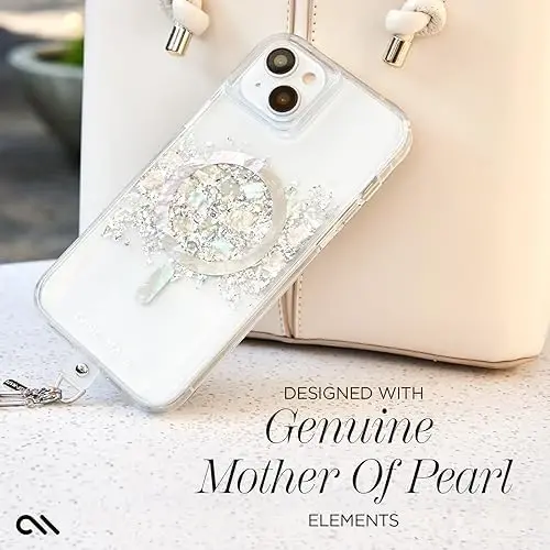 Case-Mate iPhone 15 Case - Touch of Pearl [12ft Drop Protection] [Compatible with MagSafe] Magnetic Cover with Cute Bling Sparkle for iPhone 15 6.1
