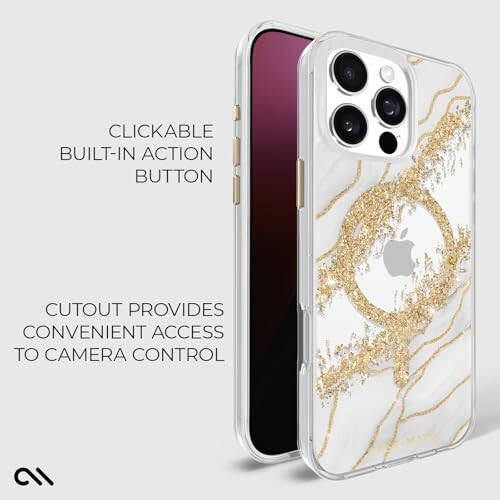 Case-Mate iPhone 16 Pro Max Case [MagSafe Compatible] - Stylish Marble Phone Case with 12ft Drop Protection - Premium Magnetic Cover for iPhone 16 Pro Max - Karat Granite - 4