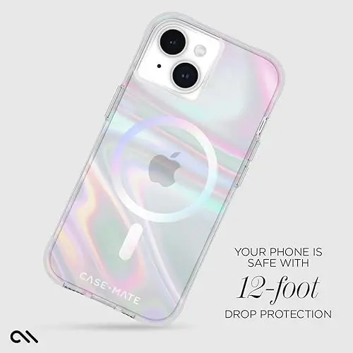 Case-Mate Soap Bubble iPhone 15 Case [12ft Drop Protection] [Compatible with MagSafe] Magnetic Cover for iPhone 15 6.1
