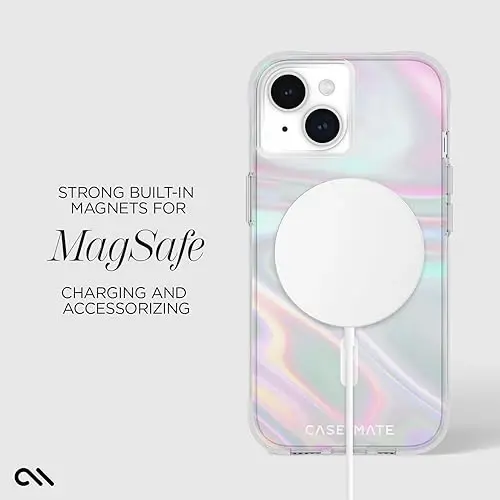 Case-Mate Soap Bubble iPhone 15 Case [12ft Drop Protection] [Compatible with MagSafe] Magnetic Cover for iPhone 15 6.1