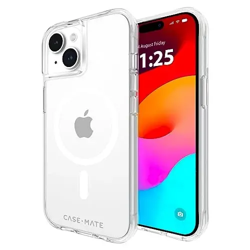 Case-Mate Tough iPhone 15 Case - Clear [12ft Drop Protection] [Compatible with MagSafe] Magnetic Phone Case for iPhone 15 6.1