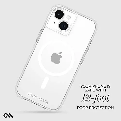 Case-Mate Tough iPhone 15 Case - Clear [12ft Drop Protection] [Compatible with MagSafe] Magnetic Phone Case for iPhone 15 6.1