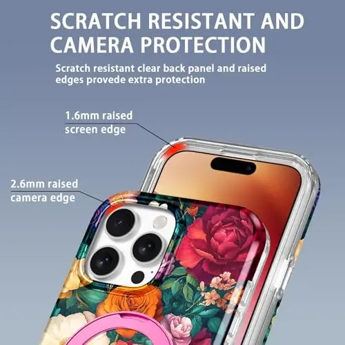 Casehas iPhone 16 Pro Max uchun g'ilof Magnitli ko'rinmas stend bilan [MagSafe bilan mos keladi] O'rnatilgan ekran himoyachisi Harbiy tomchidan himoya Zarba o'tkazmaydigan ingichka yarim shaffof g'ilof qopqog'i, pushti - 5