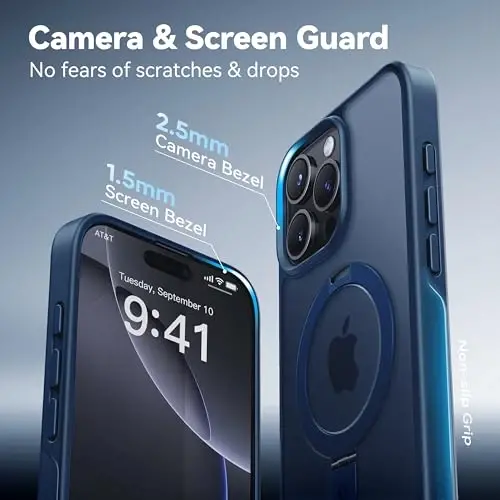 CASEKOO Ultra-Magnetic Stand for iPhone 16 Pro Max Case [Military Drop Protection] [Compatible with MagSafe] Shockproof Translucent Matte Slim Ring Holder Case for iPhone 16 ProMax 6.9