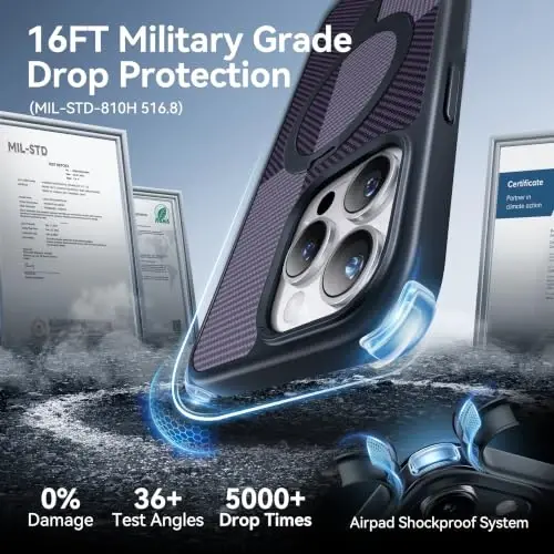 CASEKOO Designed Case for 14 Pro Max with Magnetic Invisible Stand [Military Drop Protection] [Compatible with MagSafe] Shockproof Slim Translucent Matte Promax Case 6.7 Inch, Iris Purple - 2