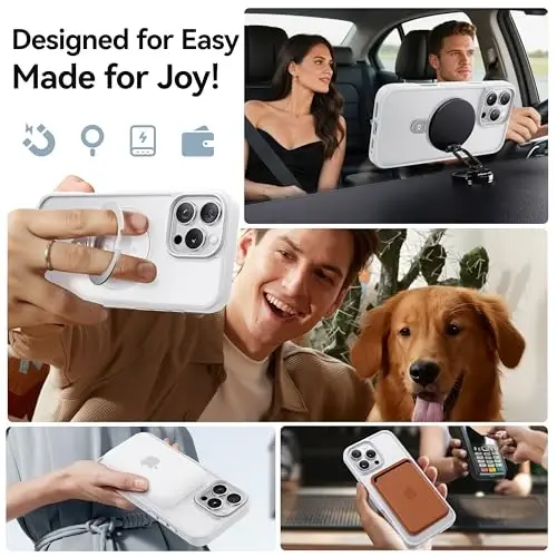 CASEKOO Designed for 14 Pro Max Case with Magnetic Invisible Stand [Military Drop Protection] [Compatible with MagSafe] Shockproof Slim Translucent Matte Promax Case 6.7 Inch, White - 3