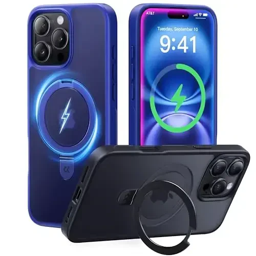 CASEKOO Designed for 16 Pro Max Case with Magnetic Invisible Stand [Military Drop Protection] [Compatible with MagSafe] Shockproof Slim Translucent Matte Promax Case 6.9 Inch, Klein Blue - 1