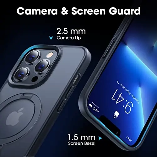 CASEKOO Designed for iPhone 13 Pro Case with Magnetic Invisible Stand [Military Drop Protection] [Compatible with MagSafe] Shockproof Translucent Matte Slim Phone Cover 6.1
